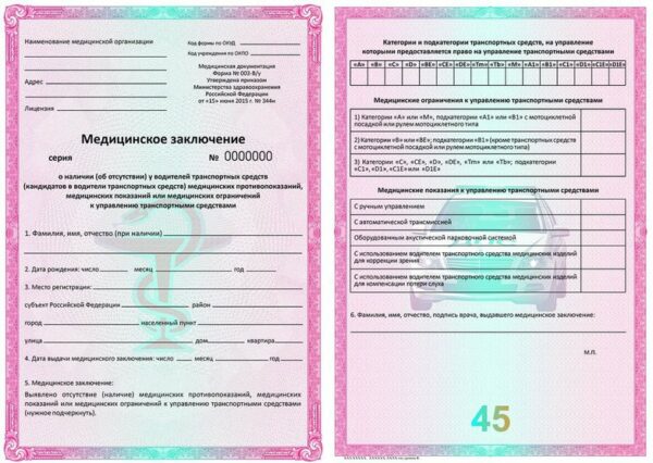 Медицинская справка для ГИБДД в Москве